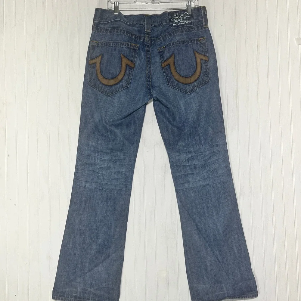 True Religion Bootcut Jeans Brown Stitching‎ Denim USA Made Size 33